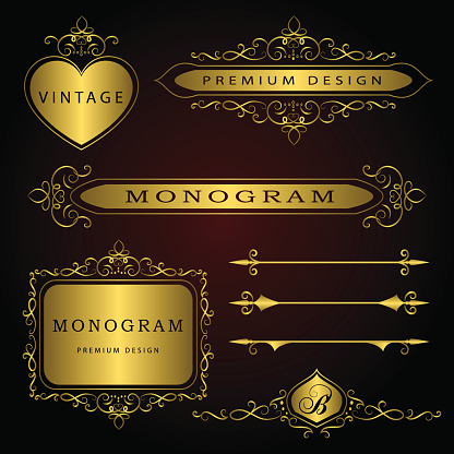 Monogram R Gold Design Element Monogram Design Elements And Page Decoration Gold Emblem Illustration ...