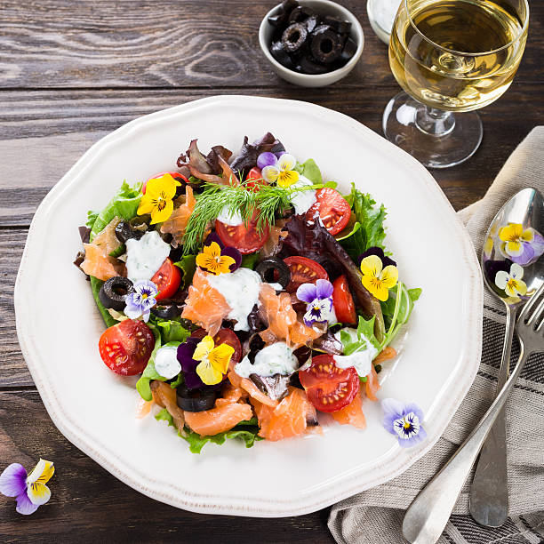 Fresh salad with smoked salmon