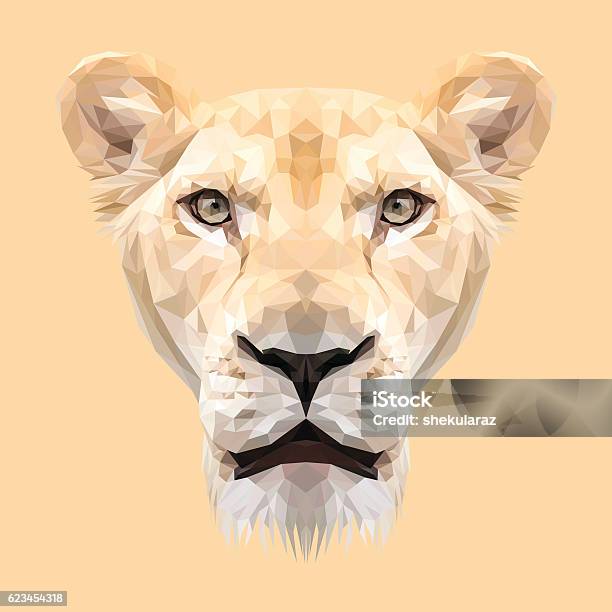 Lioness Animal Low Poly Design Stock Illustration - Download Image Now - Lioness - Feline, Illustration, Lion - Feline