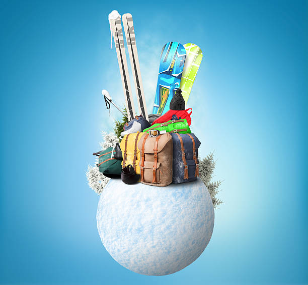 istock Baggage tourist skier and snowboarder 623457056