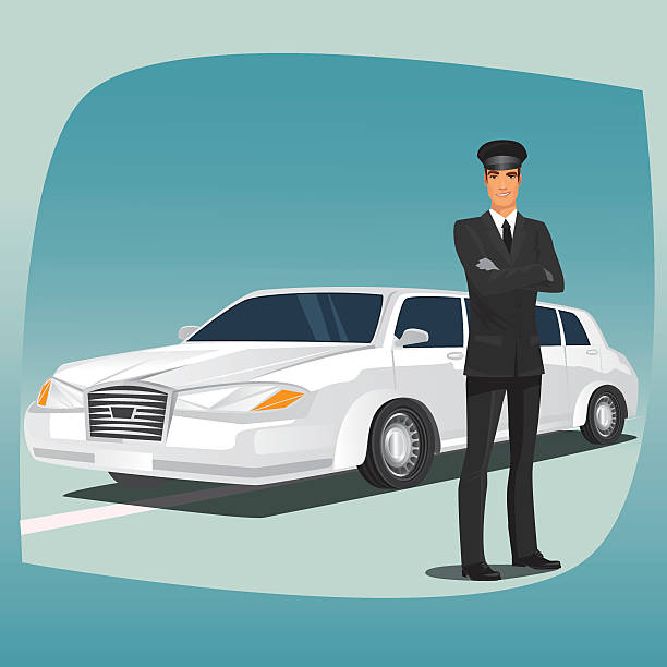 ilustrações, clipart, desenhos animados e ícones de motorista de limusine ou lincoln - chauffeur limousine hat driver