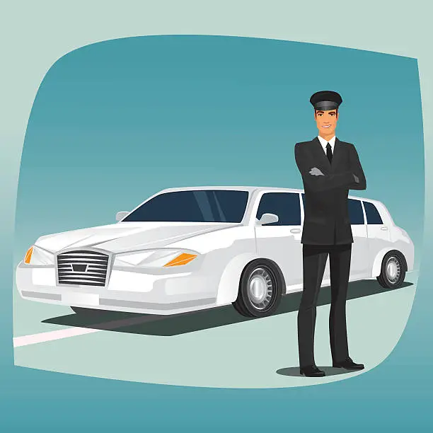 Vector illustration of Chauffeur of limousine or lincoln