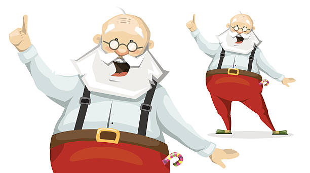 Santa Claus The Emotional Cartoon Character In Slippers Stock Illustration  - Download Image Now - iStock