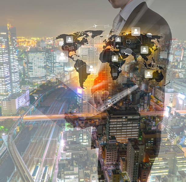istock Double exposure of man over cityscape 623488590