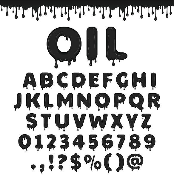 벡터 오일 라틴어 알파벳 - typeset english culture alphabet black stock illustrations