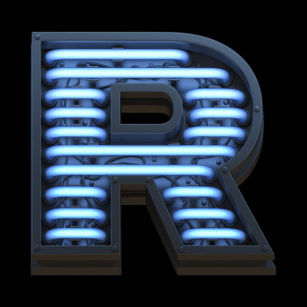 istock Metallic futuristic font with blue backlight 623501712