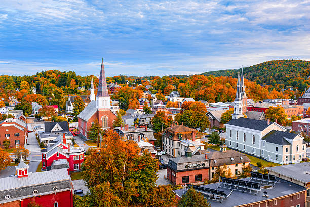 Montpelier, Vermont Skyline Montpelier, Vermont, USA autumn town skyline. vermont stock pictures, royalty-free photos & images