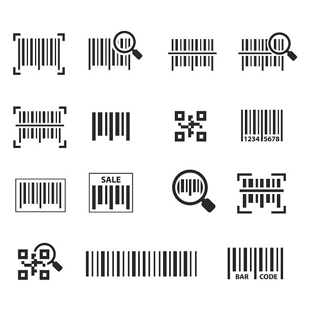 ilustraciones, imágenes clip art, dibujos animados e iconos de stock de conjunto de iconos de código de barras - código de barras
