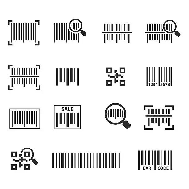 Vector illustration of Barcode icon set