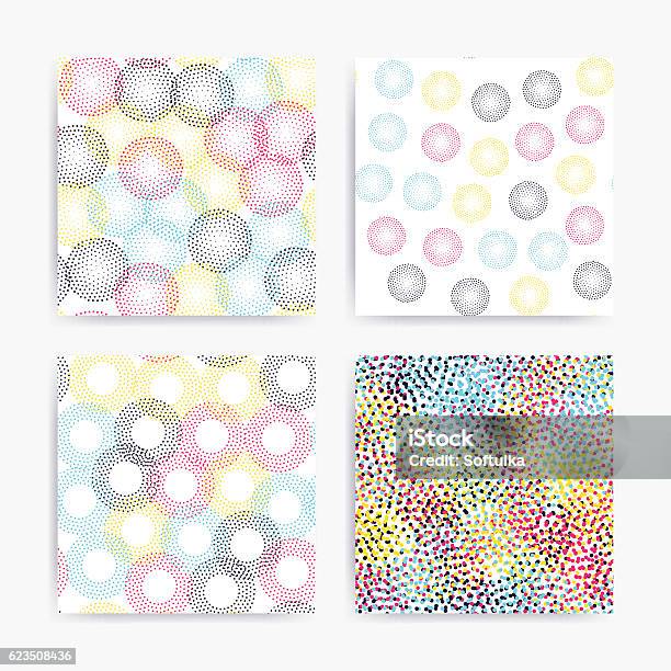 Color Universal Geometric Seamless Patterns Set Stock Illustration - Download Image Now - CMYK, Half Tone, Abstract