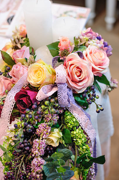 istock wedding flower decor in the restaurant for dinner 623508652