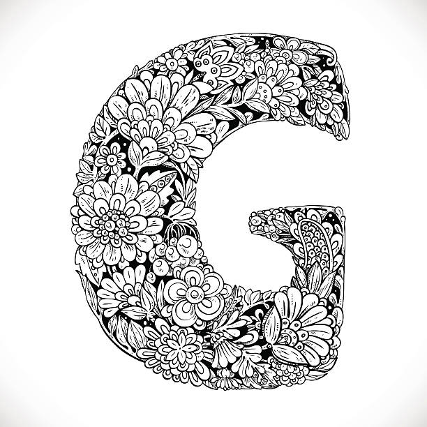 ilustrações de stock, clip art, desenhos animados e ícones de dont from ornamental flowers - letter g - decoration fairy tale alphabet abstract