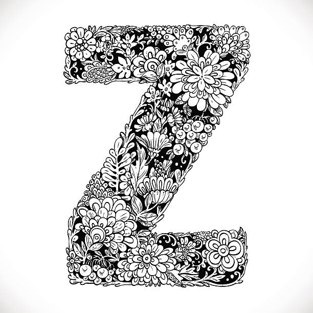 ilustrações de stock, clip art, desenhos animados e ícones de font from ornamental flowers - letter z. - decoration fairy tale alphabet abstract