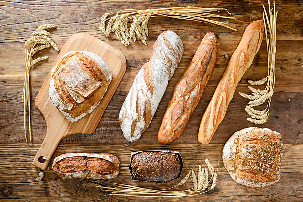 istock above view flat lay assortment traditional loaf bread and baguette 623515012