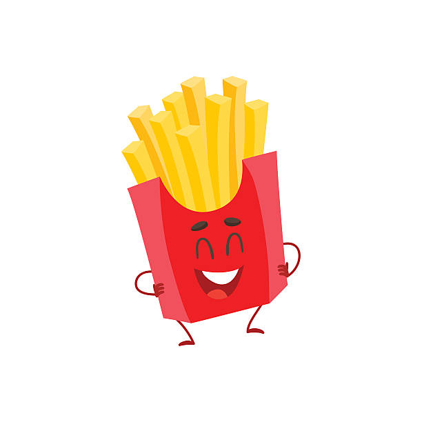 ilustrações de stock, clip art, desenhos animados e ícones de funny french fries fast food kids menu character - food smiling human eye facial expression