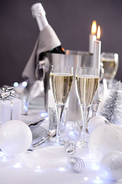 istock white silver new year eve christmas luxury restaurant table champagne 623517376