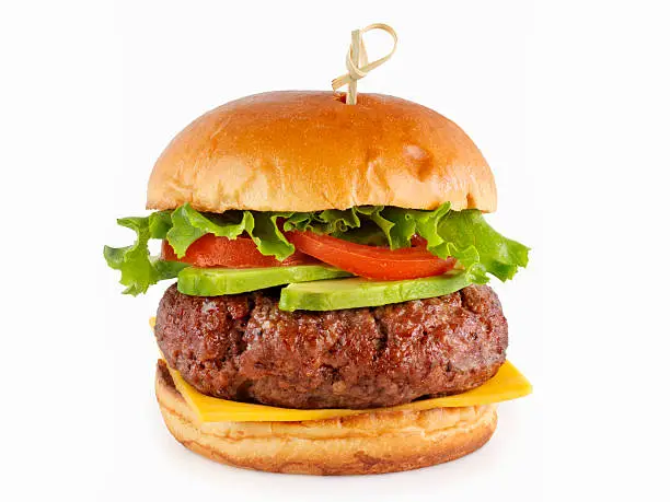 Photo of Avocado Cheeseburger with Lettuce and Tomato