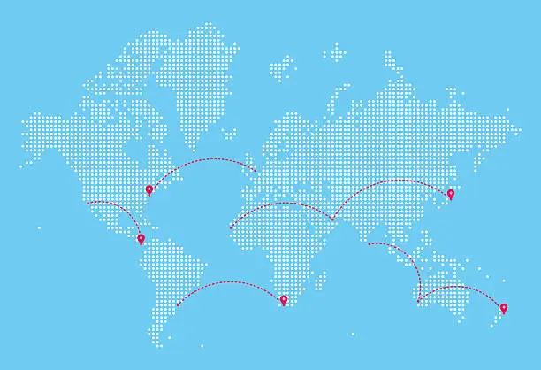 Vector illustration of World Map with Flight Paths