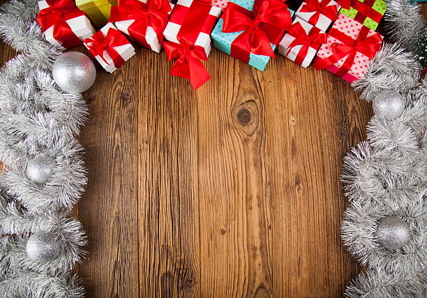 istock Merry Christmas Frame, Gift box with red ribbon 623526290
