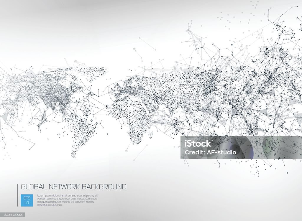 Abstract Global Network Background File is layered and global colors used. World Map stock vector