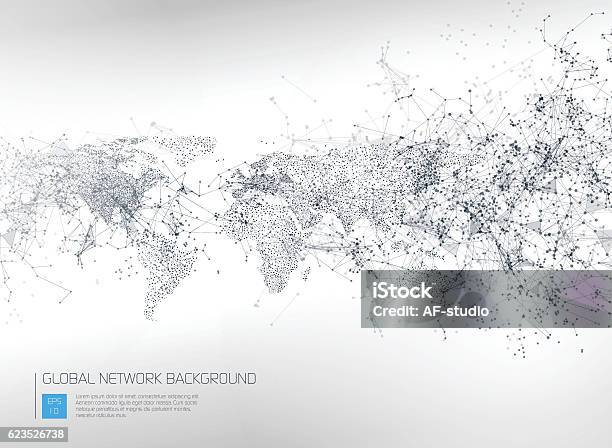 Abstract Global Network Background Stock Illustration - Download Image Now - World Map, Map, Global Communications