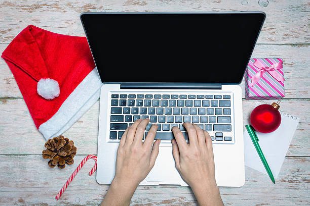 istock Female working on laptop. Top view with copy space 623527832
