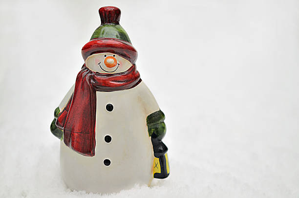 istock Snowman with red Scarf and Lantern 623528408