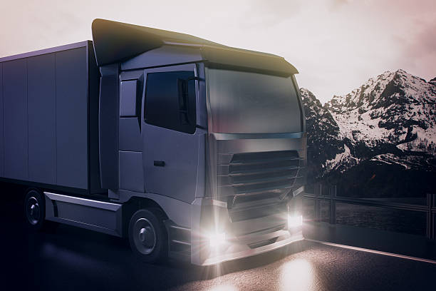 istock Big truck on landscape background 623528416