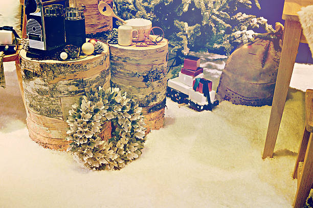 decoración y regalos navideños - coffee bean coffee flower ribbon fotografías e imágenes de stock