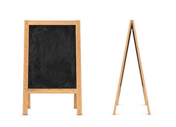 renderowanie drewnianego sztalugi z czarną tablicą odizolowaną na - easel blackboard isolated wood zdjęcia i obrazy z banku zdjęć