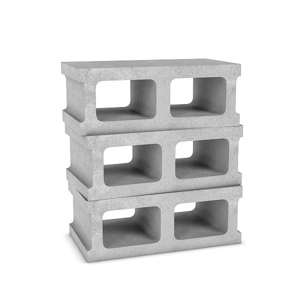 Rendering of three cinder blocks isolated on the white background