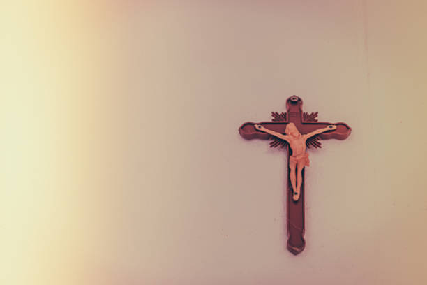 istock Defocused image of Jesus Christ on the wall 623533612