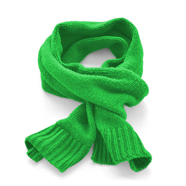 istock Green warm scarf on a white background 623535482