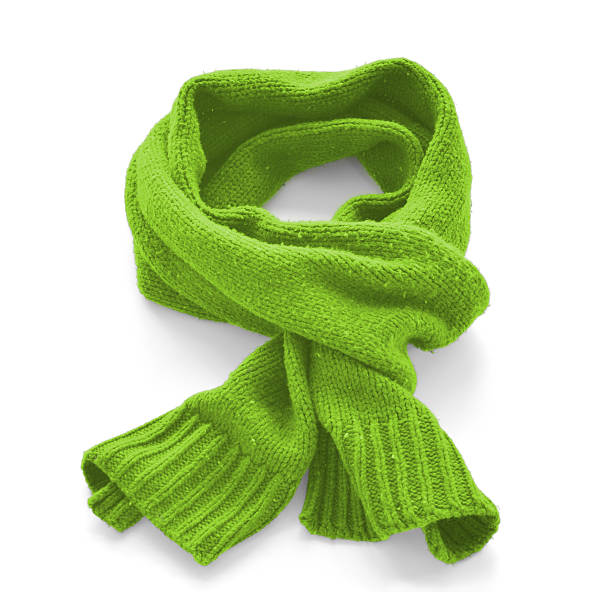 istock Green warm scarf on a white background 623536134