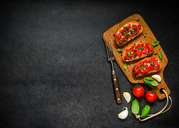 istock Bruschetta Italian Cuisine on Copy Space Text Area 623536702