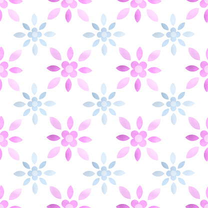 White background with repeating shiny flowers