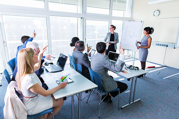 istock Business people in education room listening lecture 623589244