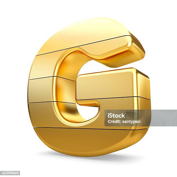 3d Gold Letter G Isolated White Background Stock Photo - Download Image Now - Alphabet, Arts Culture and Entertainment, Bank - Financial Building