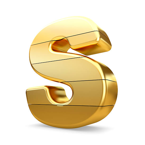 istock 3d gold letter S isolated white background. 623590670