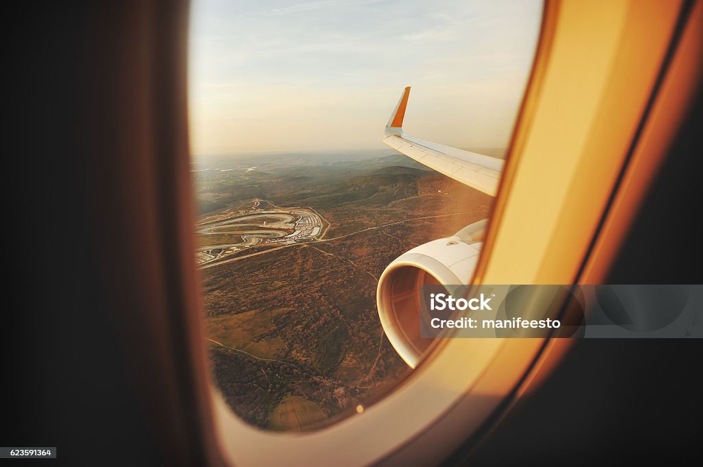 Turkey, landing aircraft, Istanbul highangel view from plane Landing in Istanbul, highangel view from plane, Turkey Airplane Stock Photo