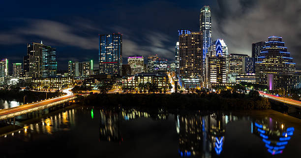 istock Austin Texas Downtown Skyscrapers Skyline Panoramic Cityscape at Night 623596910