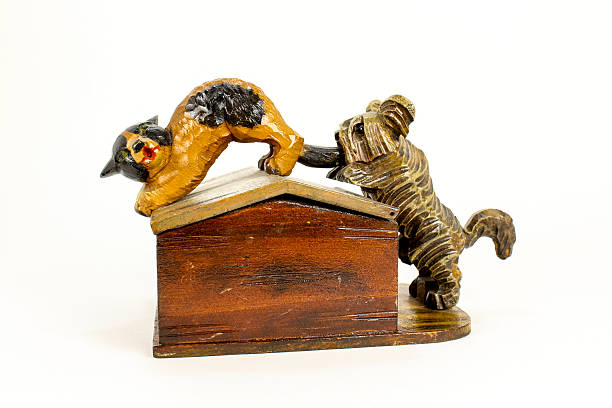 istock Dog Chases Cat Theme Wood Box 623597602