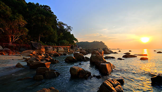 istock Beauty landscape with sun rising over sea 623597908