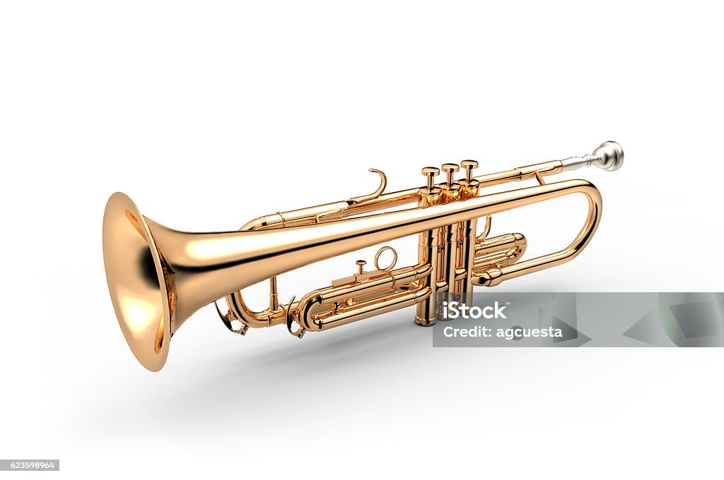 Trumpet isolated on white Trumpet - Golden trumpet classical instrument isolated on white background Trumpet Stock Photo