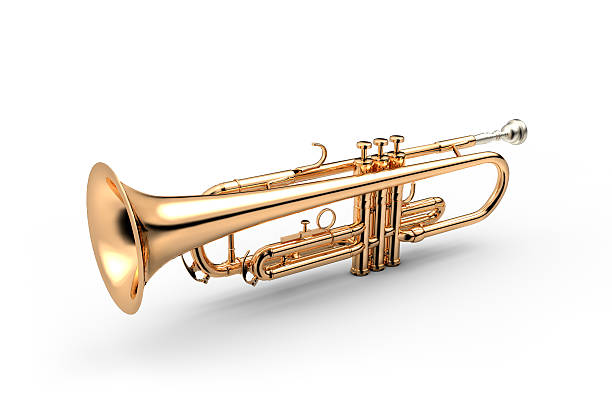 trompete isolado a branco - trumpet musical instrument brass band classical music imagens e fotografias de stock