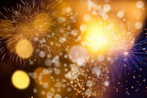 istock Fireworks at New Year and copy space 623599044