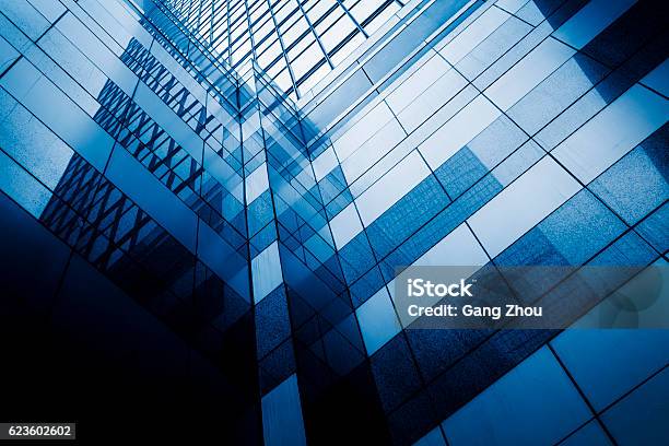 Perspective View Of Contemporary Glass Building Skyscraper Stock Photo - Download Image Now
