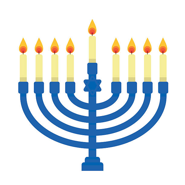 illustrazioni stock, clip art, cartoni animati e icone di tendenza di menorah blu - menorah