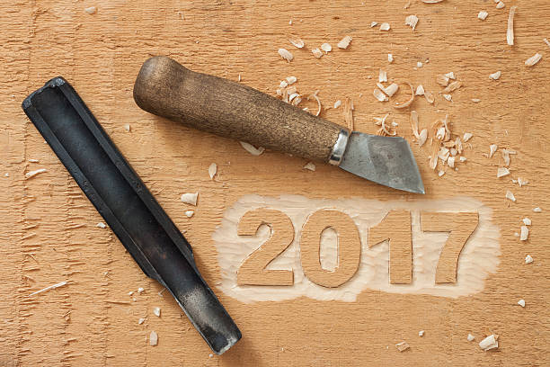 symbol from number 2017 on wooden texture stock photo