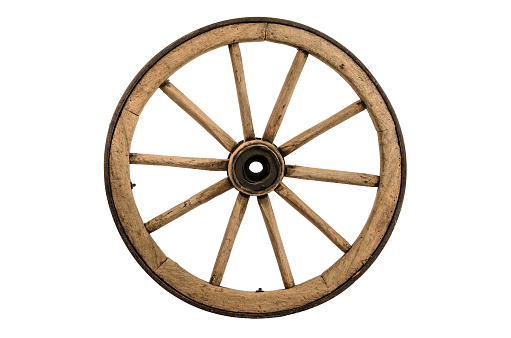 Close up of  dirty wooden wheel
